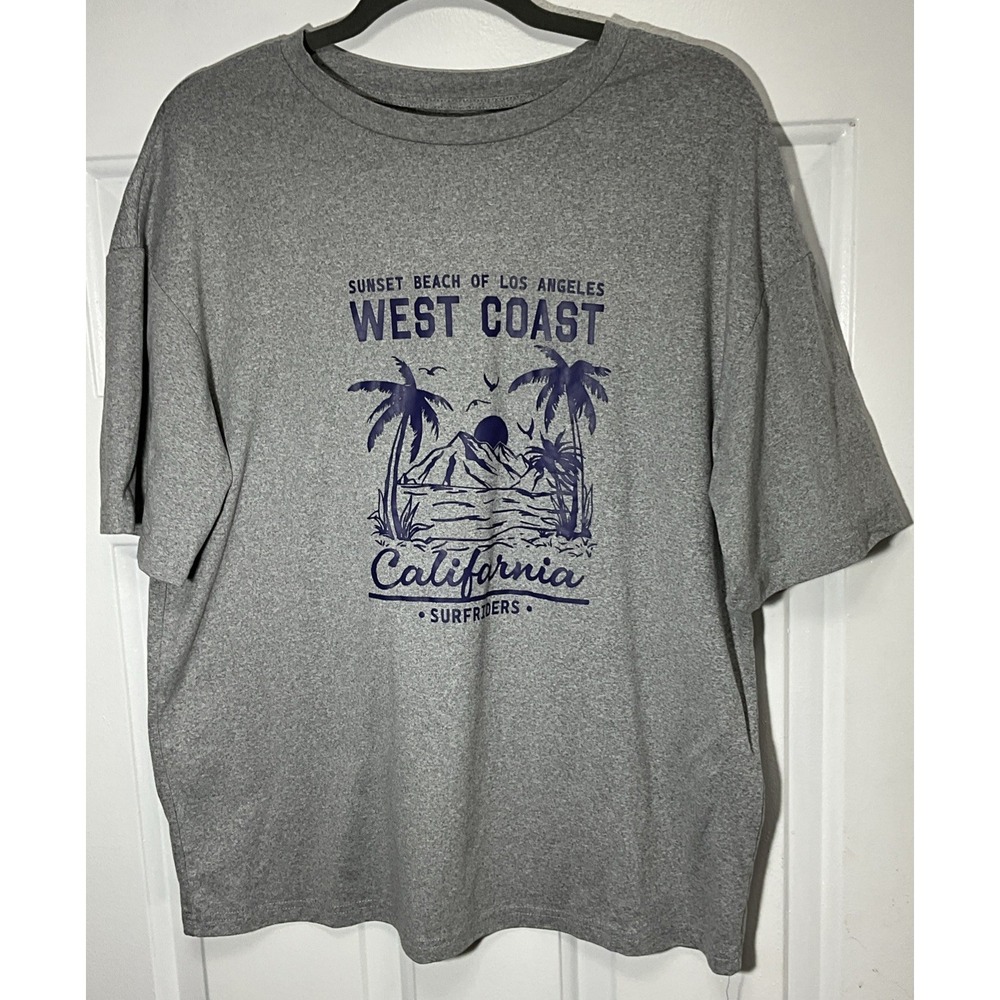 Shein Gray Sunset Beach of L.A. West Coast Surfriders T-Shirt Men's Small